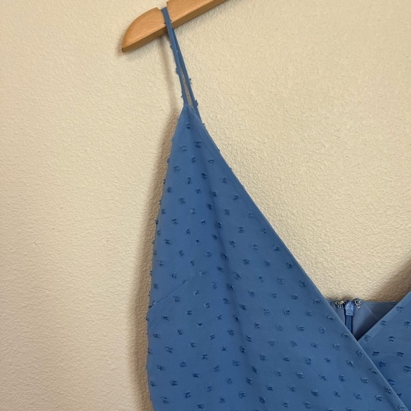 NWT NBD Swissdot Ruched Side Andre Ruched Midi Dress in Blue - Picture 4 of 9